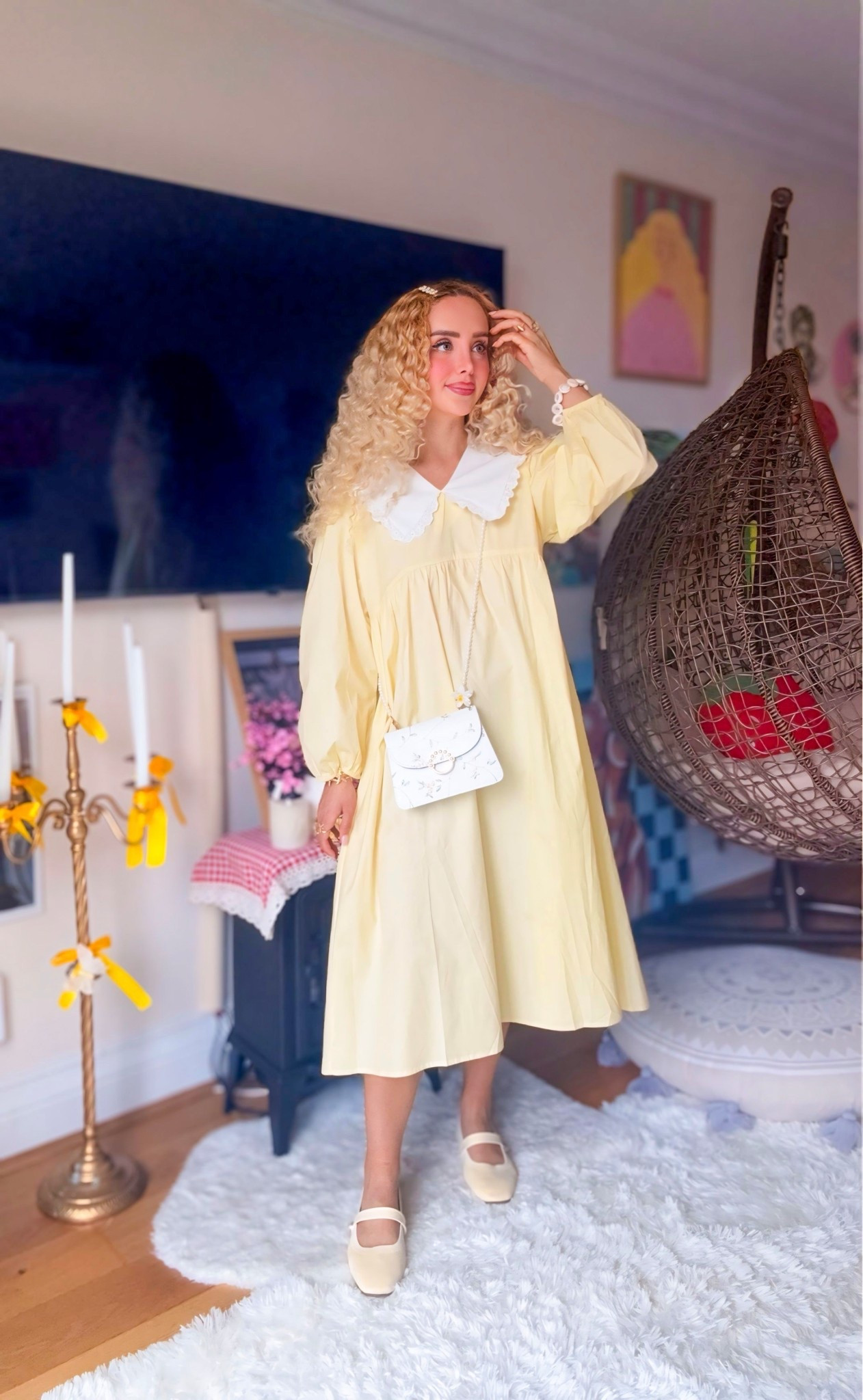 Vintage butter yellow dress with collar #coquettedress 

#LTKsummer #LTKuk
