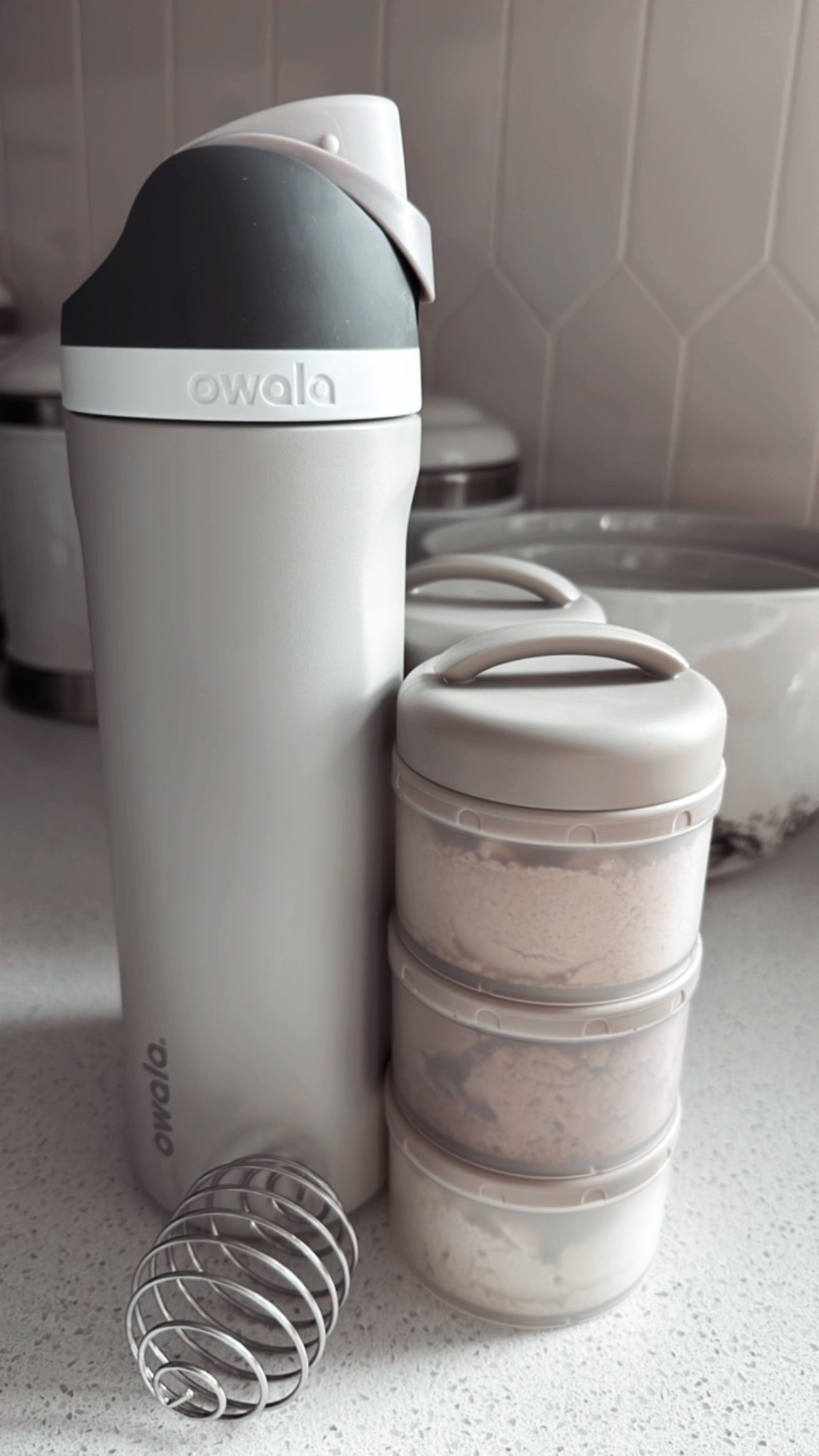 Protein essentials to go 🤍 pro tip: drop a shaker ball in an owala for a leak proof travel solution #owala #protein #traveltips

#LTKActive #LTKTravel #LTKHome