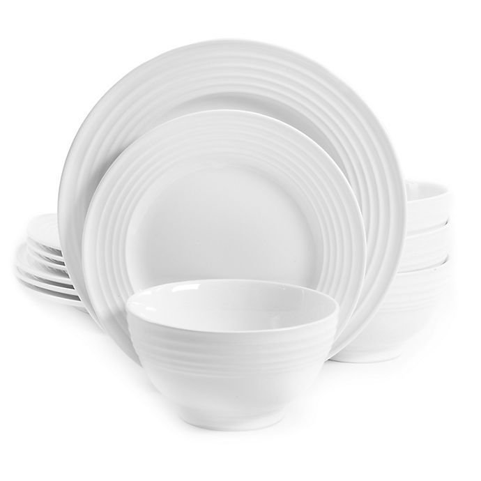 Gibson Home Plaza Café 12-Piece Dinnerware Set in White | Bed Bath & Beyond