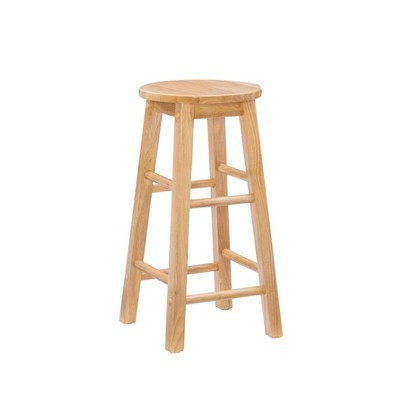 24" Killian Circle Seat Counter Height Barstool Natural - Linon: Round Wooden Stool, Fixed Height, No Fill | Target