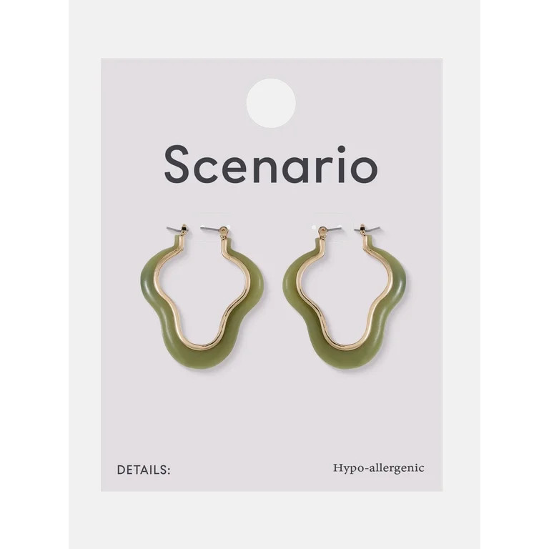 Scenario Abstract Hoop Earrings, Green, Gold-Tone | Walmart (US)