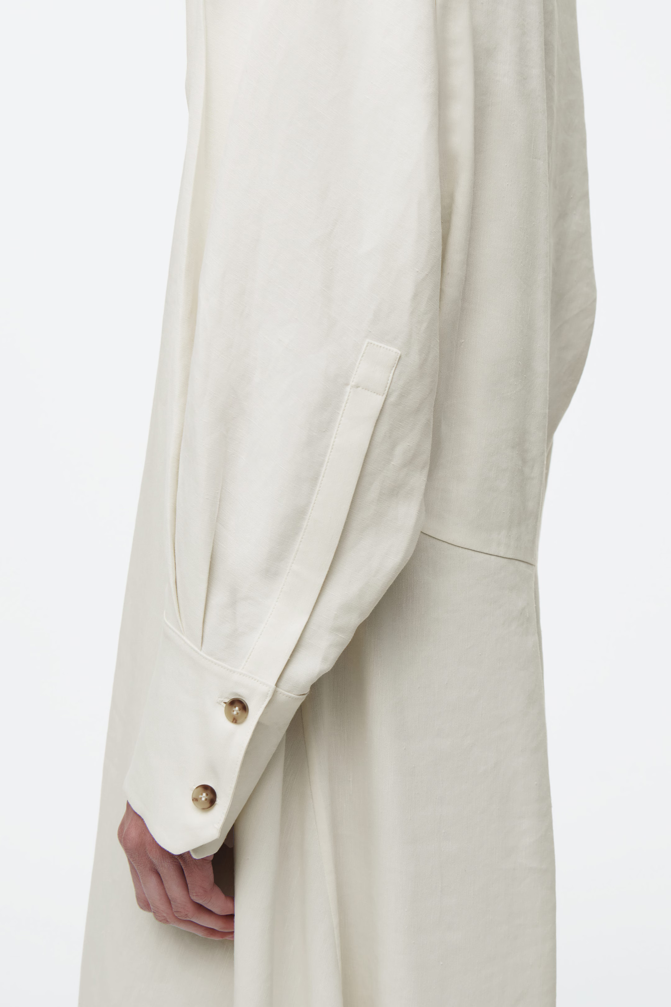 V-NECK LINEN SHIRT DRESS - ECRU | COS | COS (AU)