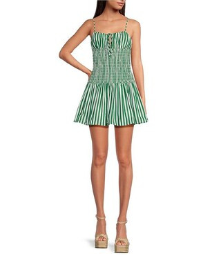 Gianni Bini Ellie Stripe Smocked Drop Waist Bubble Hem Dress | Dillard's | Dillard's
