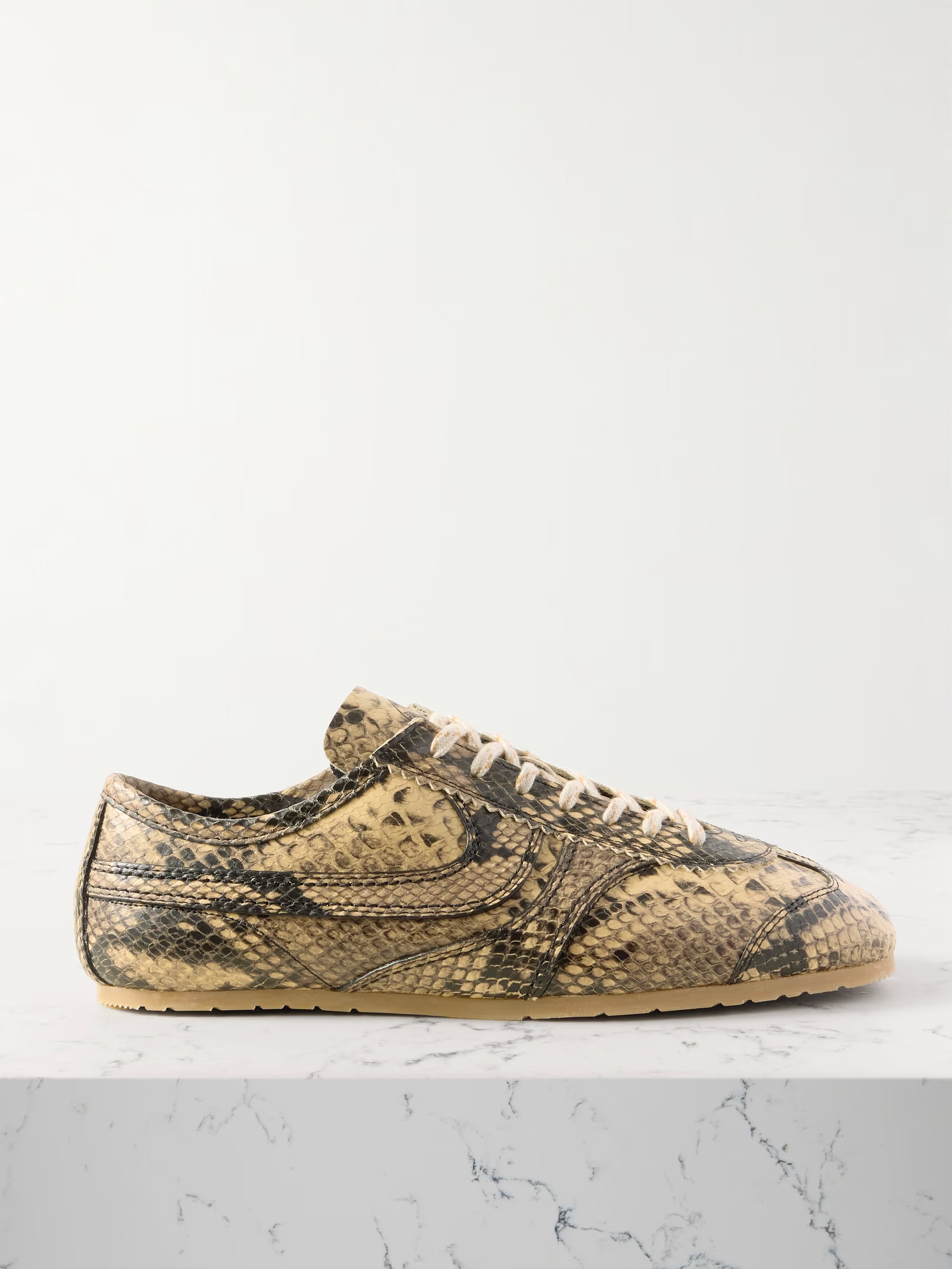 Paneled snake-effect leather sneakers | NET-A-PORTER APAC
