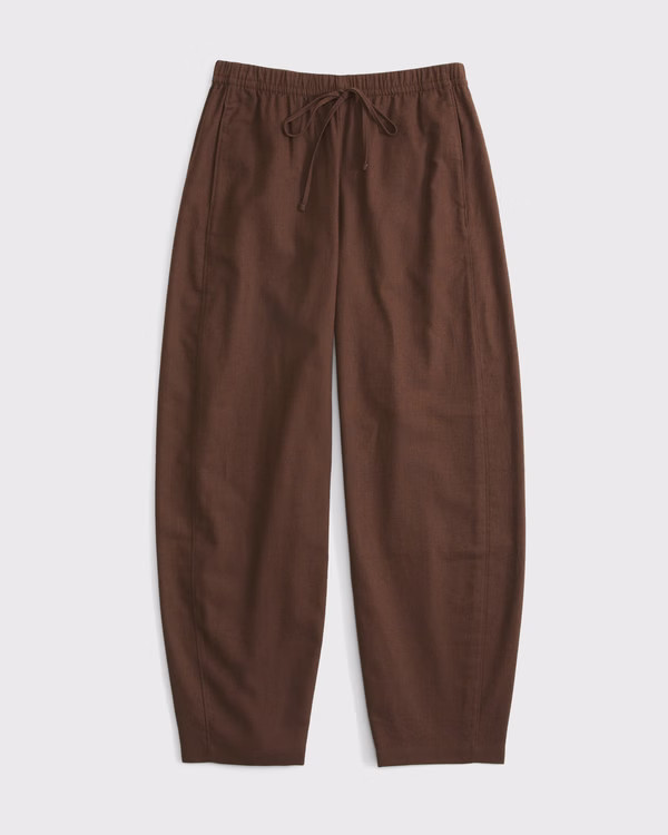 Linen-Blend Barrel Pull-On Pant | Abercrombie & Fitch (US)