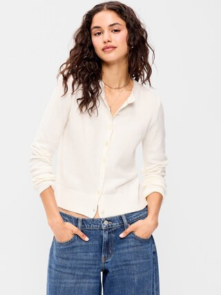 SoSoft Lite Cropped Crew-Neck Cardigan | Old Navy (US)