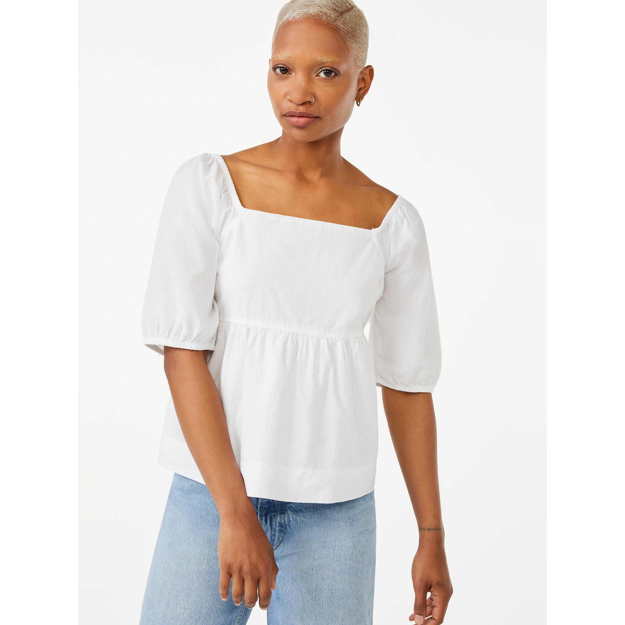 Free Assembly Women's Puff Sleeve Top | Walmart (US)