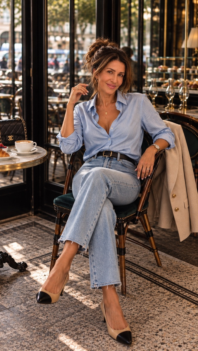Effortless, polished, and timeless. 🤍 A crisp blue button-down, relaxed denim, a beautifully tailored neutral blazer, classic two-tone heels, and just enough black and gold to pull it all together.

It’s the perfect casual-chic look—comfortable, sophisticated, and effortlessly put together. Proof that you don’t need to overdo it to look fabulous.

Simple pieces. Beautifully styled. Timeless confidence. ✨

#CasualChic #TimelessStyle #EffortlessElegance #ClassicStyle #EverydayChic #OOTD #StyleInspiration

#LTKdayinmylife #LTKPlusSize #LTKSeasonal