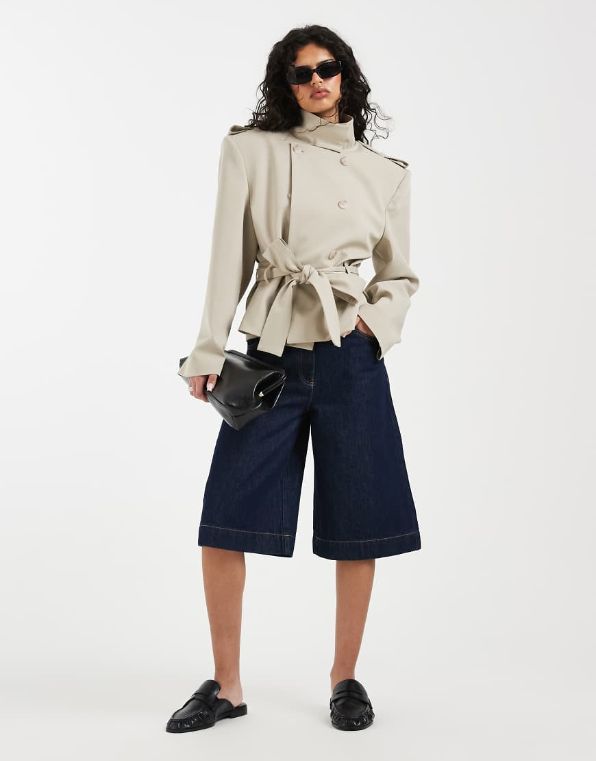 ASOS DESIGN denim side bermuda short in indigo-Blue | ASOS (Global)
