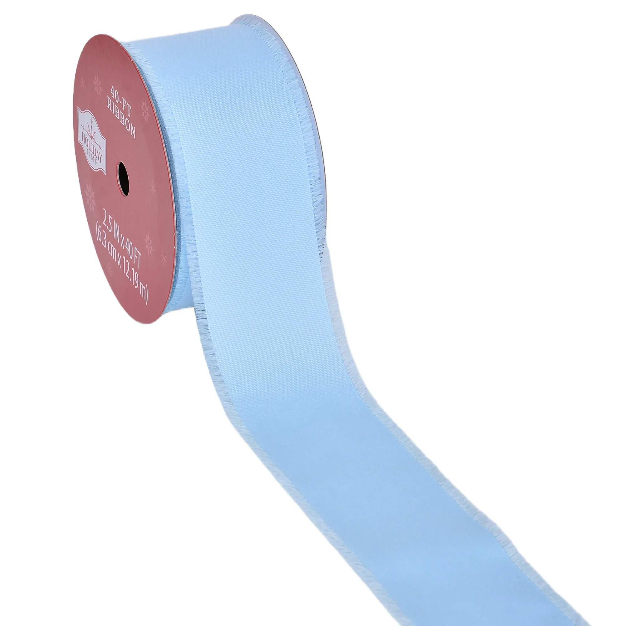 Blue Raw Edge Christmas Ribbon, 2.5" x 40', by Holiday Time | Walmart (US)