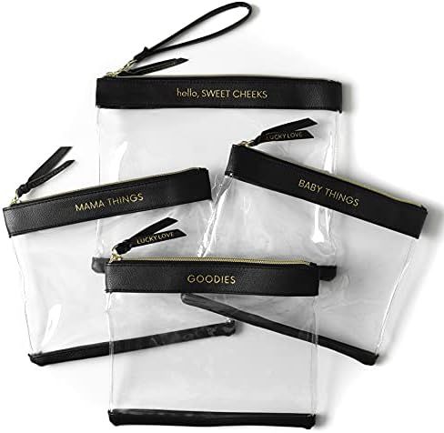 Diaper Bag Organizing Pouches | Set of 4 Including Diaper Clutch | Dry Wet Bag (Black & Clear) | Amazon (US)