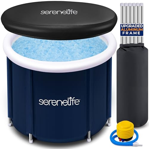 SereneLife Inflatable Insulated Cold Plunge Tub - One Person Ice Bath Tub with Lid, Cold Plunge Relaxation Pod for Athletes with 78 Gallons Capacity (Black) | Amazon (US)