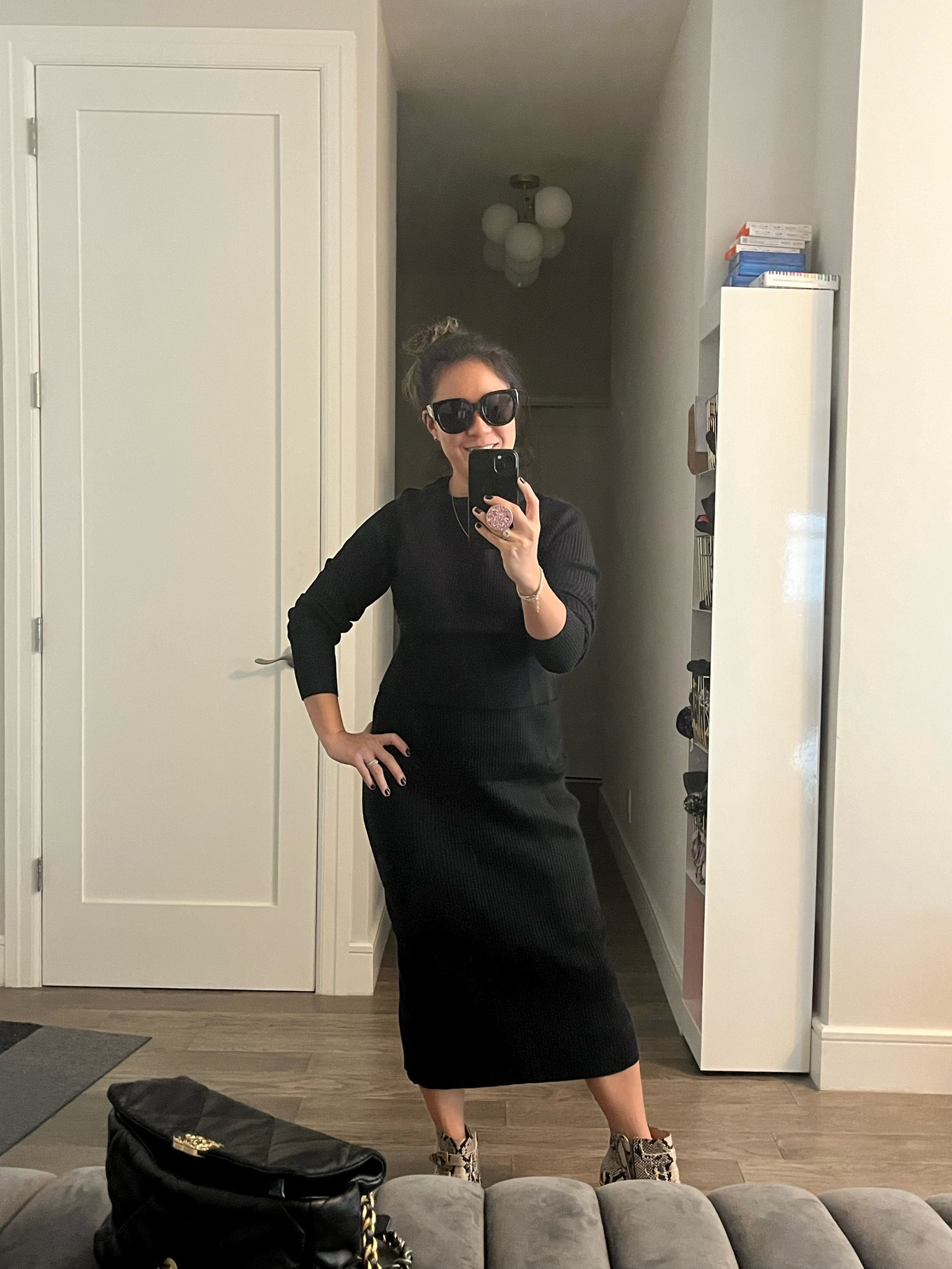 Fall two-piece skirt set. The whole set is a little long for me. 5’2” shorty over here. But, I love the idea. I rolled up the waistband twice to get this look. Wearing s small. Amazon fashion. Amazon find.

#LTKworkwear #LTKtravel #LTKfindsunder100