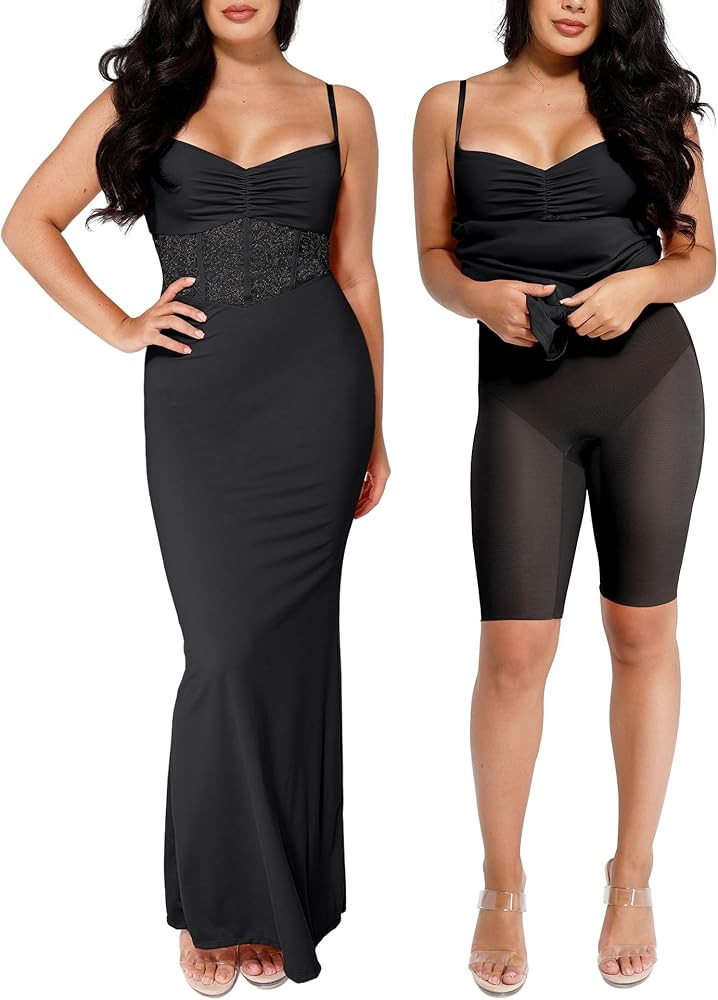 Popilush Shaper Dress Lace Formal Maxi Dresses with Built in Shapewear Corset Cocktail Party Dres... | Amazon (US)