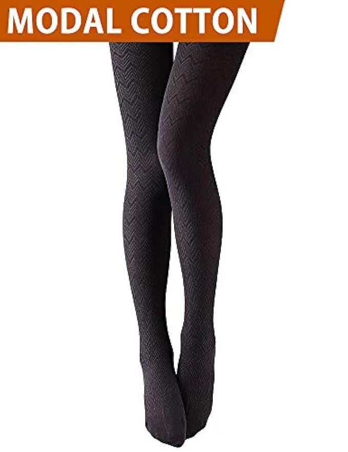 VERO MONTE Modal & Cotton Opaque Patterned Tights for Women - Knitted Tights | Amazon (US)