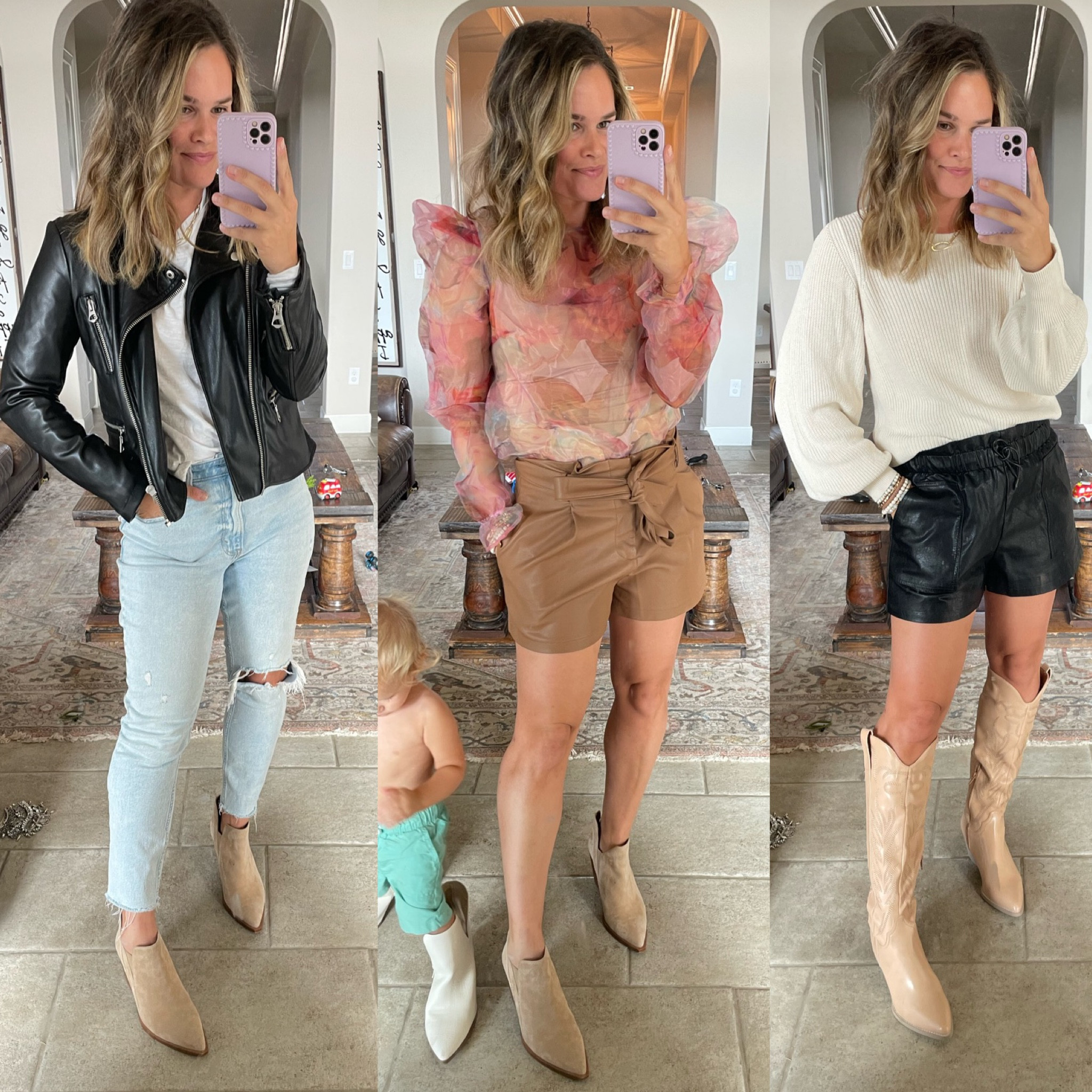 Which look is your style? Part ☝️ of trends I saw at the ltk conference. Faux leather I loved this one! Doesn’t matter age, style it works. Ps part ✌️ coming tom. 
.
#fauxleatherleggings #fauxleather #datenight #datenightoutfit #ltkunder50 #ltkstyletip #ltkunder100 #amazonfashion #amazonfashionfinds

#LTKstyletip #LTKsalealert #LTKunder50