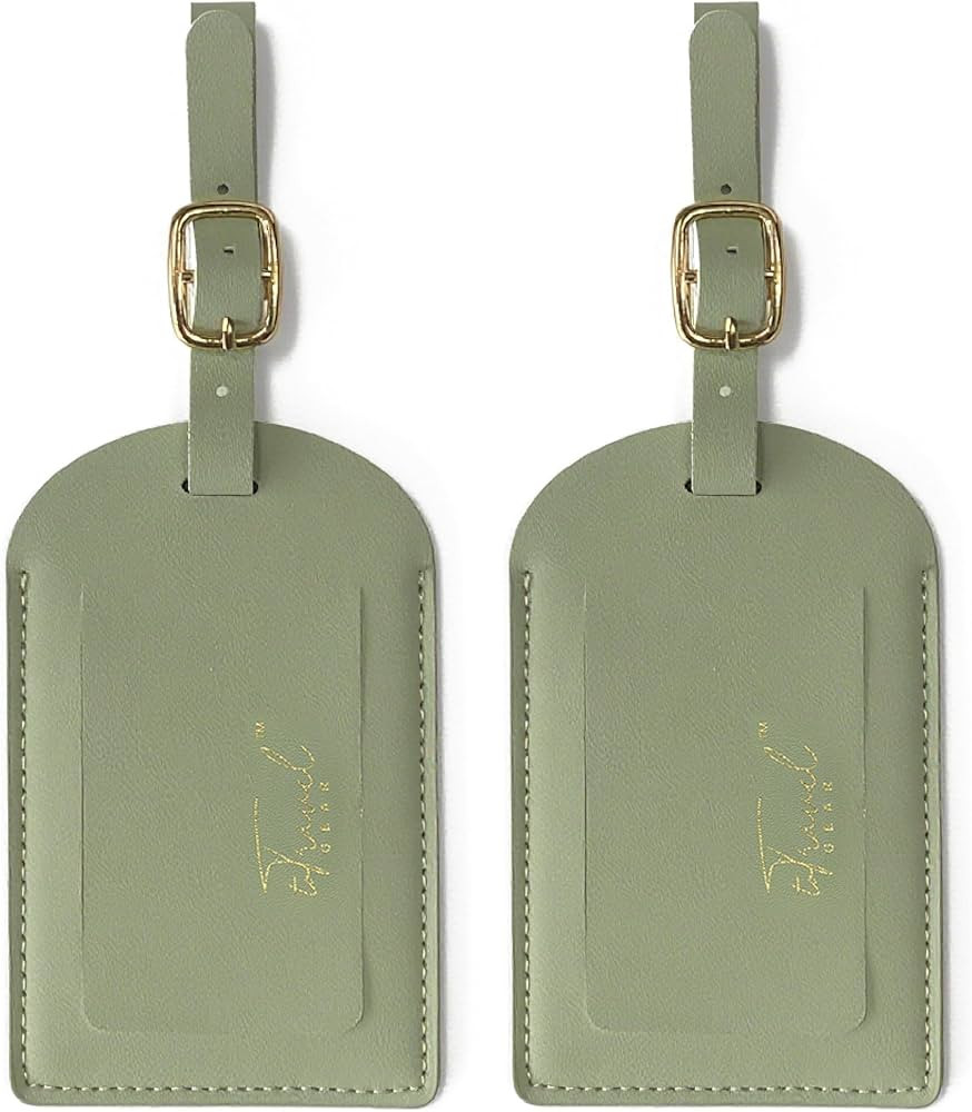 Luggage Tags for Suitcases,2 Pack PU Leather Privacy Protection Bag Tags Travel Accessories Essen... | Amazon (US)