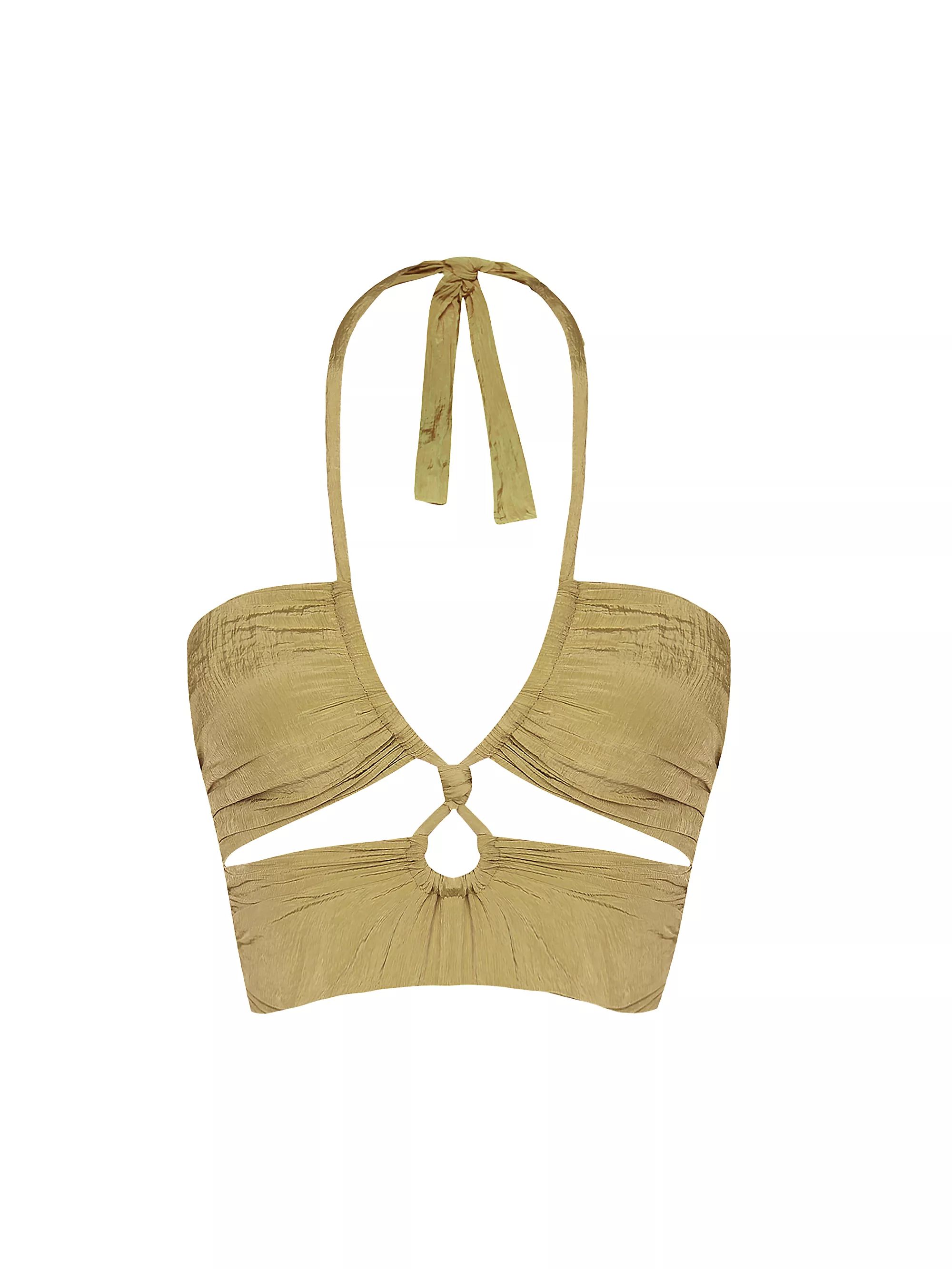 Jules Strappy Cut-Out Halter Swim Top | Saks Fifth Avenue