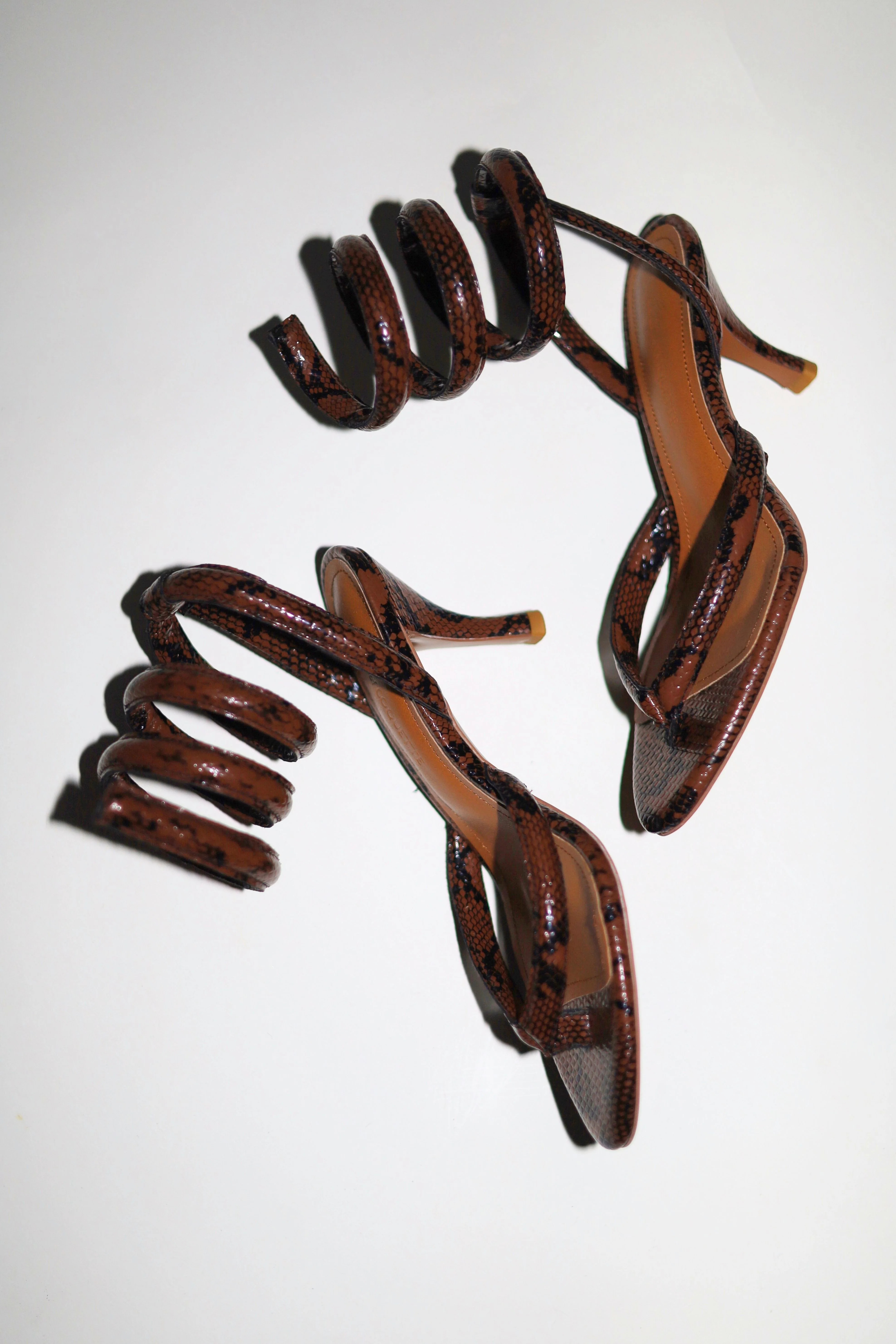 Georgina Brown Snake Thong Heel 75 mm | CULT OF COQUETTE