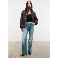 Stradivarius Faux leather quilted bomber jacket Burgundy L | Stradivarius (UK)