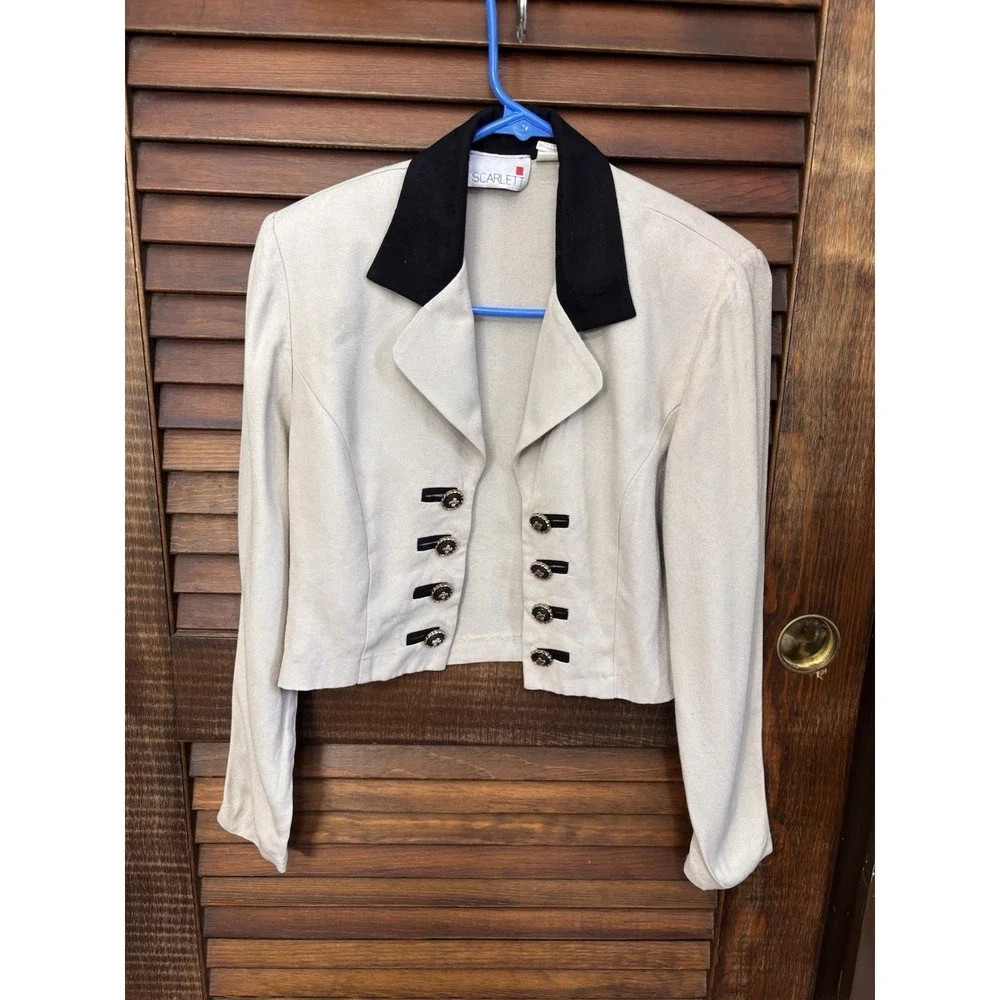 Scarlett Cropped Bolero Jacket Black Collar Gold Button Detail Women Size 4 | Poshmark