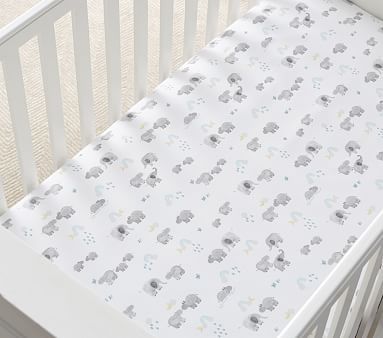 Organic Flannel Hippo Fitted Crib Sheet | Pottery Barn Kids