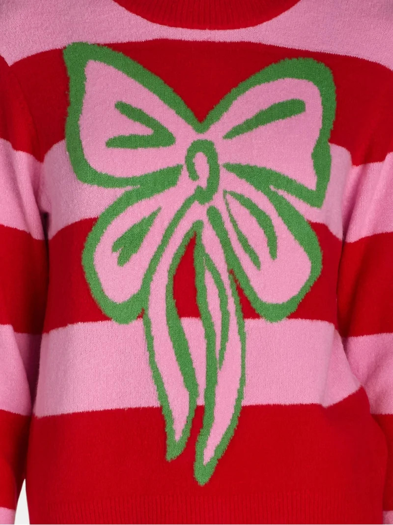 99 Jane Street Women’s and Women's Plus Striped Sweater with Bow Design, Sizes XS-4X | Walmart (US)