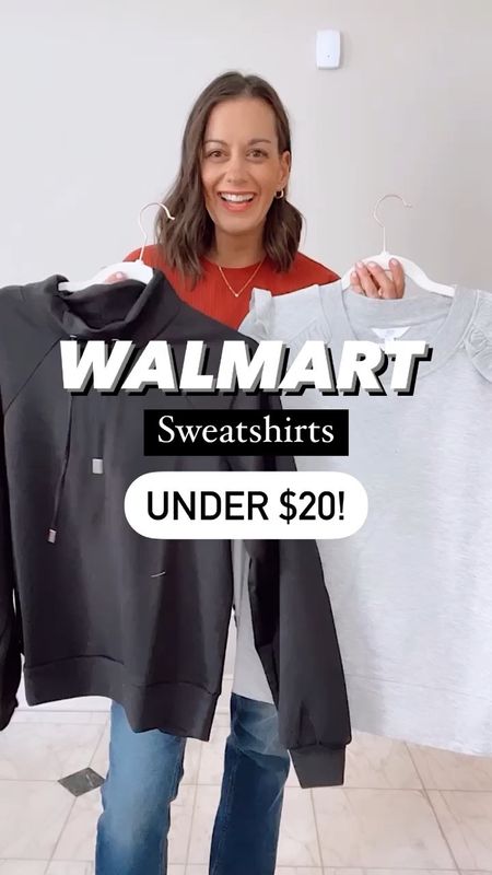 Walmart sweatshirts under $20! Both run true to size - I’m wearing a small in both.  Size up for an oversized fit! Jeans are $29 and fit like a glove! 

#LTKSeasonal #LTKunder50 #LTKstyletip