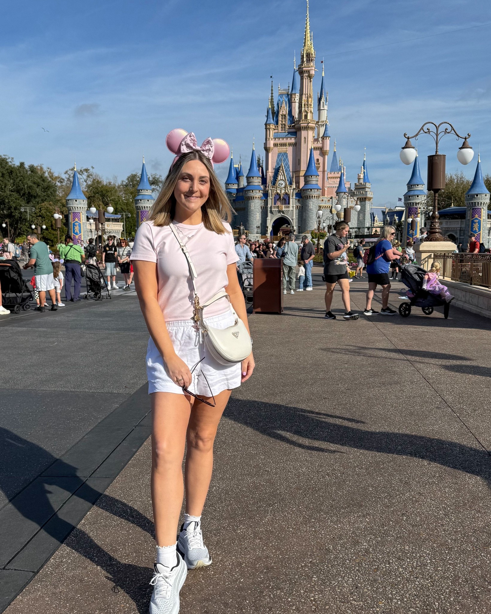 Disney Magic Kingdom outfit 💗🏰

Love this baby pink tee from Aritzia!  Also, these white linen shorts are a fave!  
Size up to large in tee and medium in shorts.  

#LTKootd #LTKTravel
