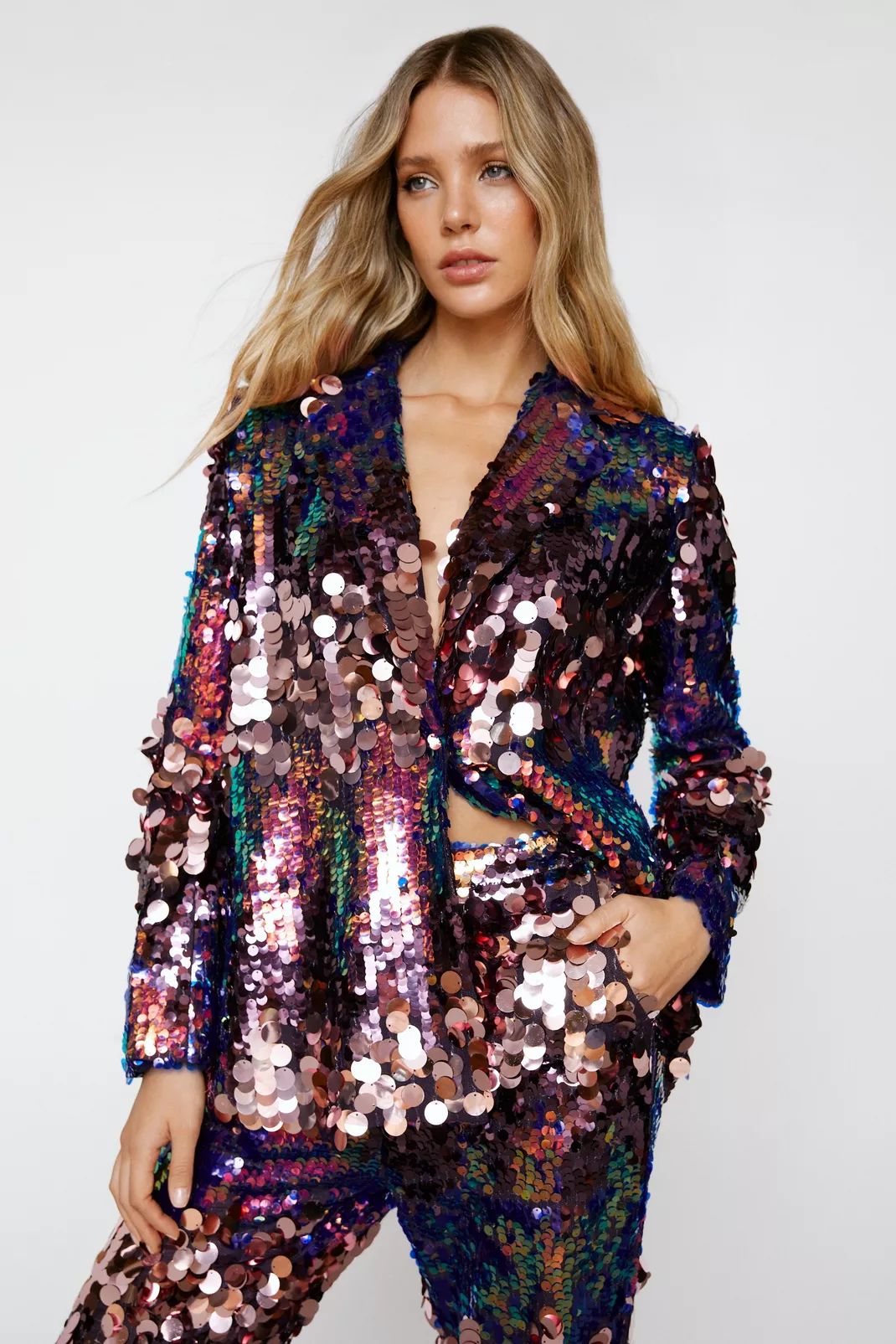 Premium Mixed Sequin Single Breasted Blazer | Nasty Gal (US)