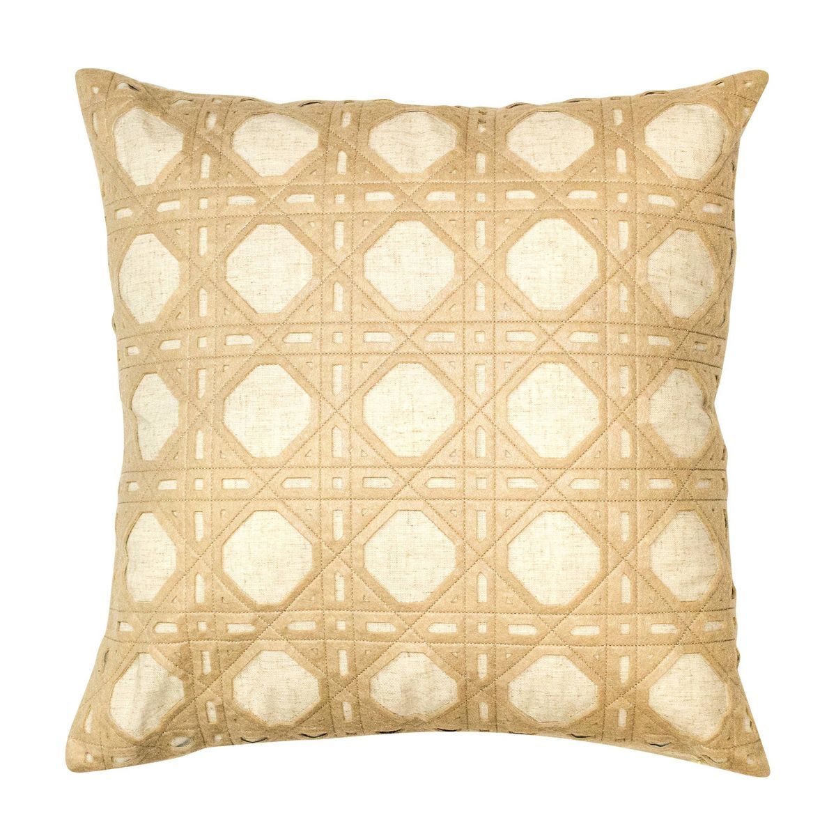 Edie@Home 20"x20" Rattan Geometric Square Throw Pillow Taupe/Cream | Target