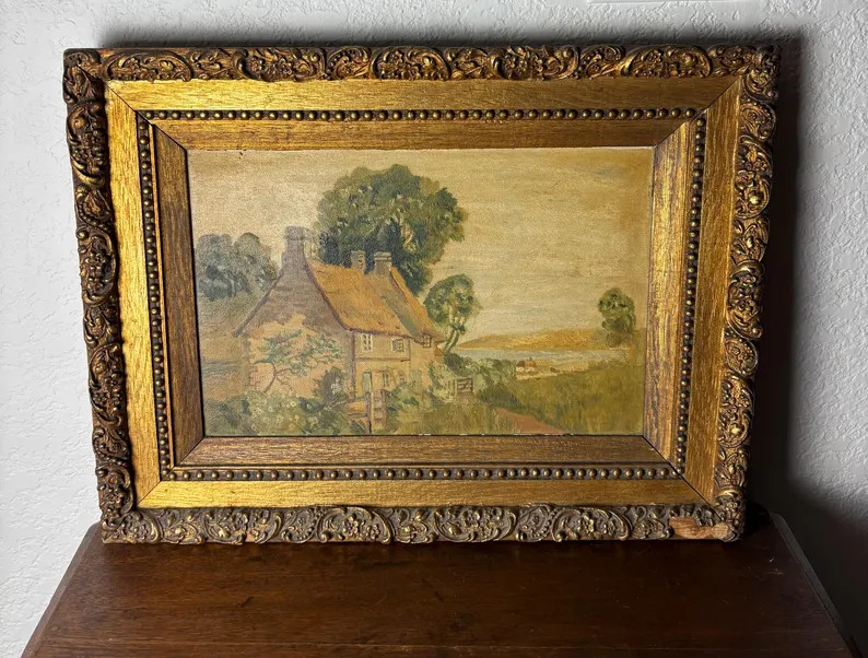 Antique Oil Painting on Gold Wooden Frame - Etsy | Etsy (Global)