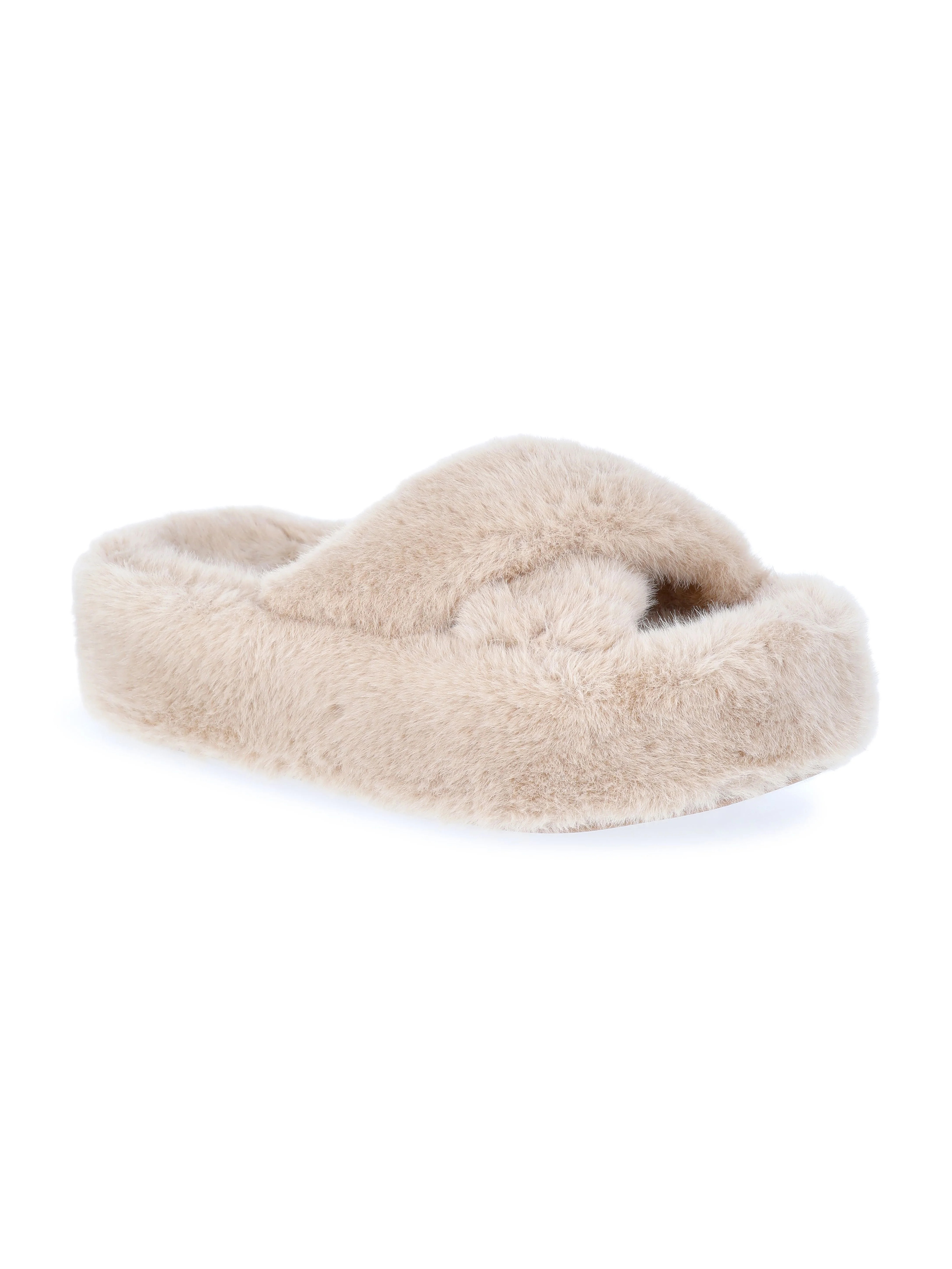 No Boundaries Women's Faux Fur Platform X-Band Slippers - Walmart.com | Walmart (US)