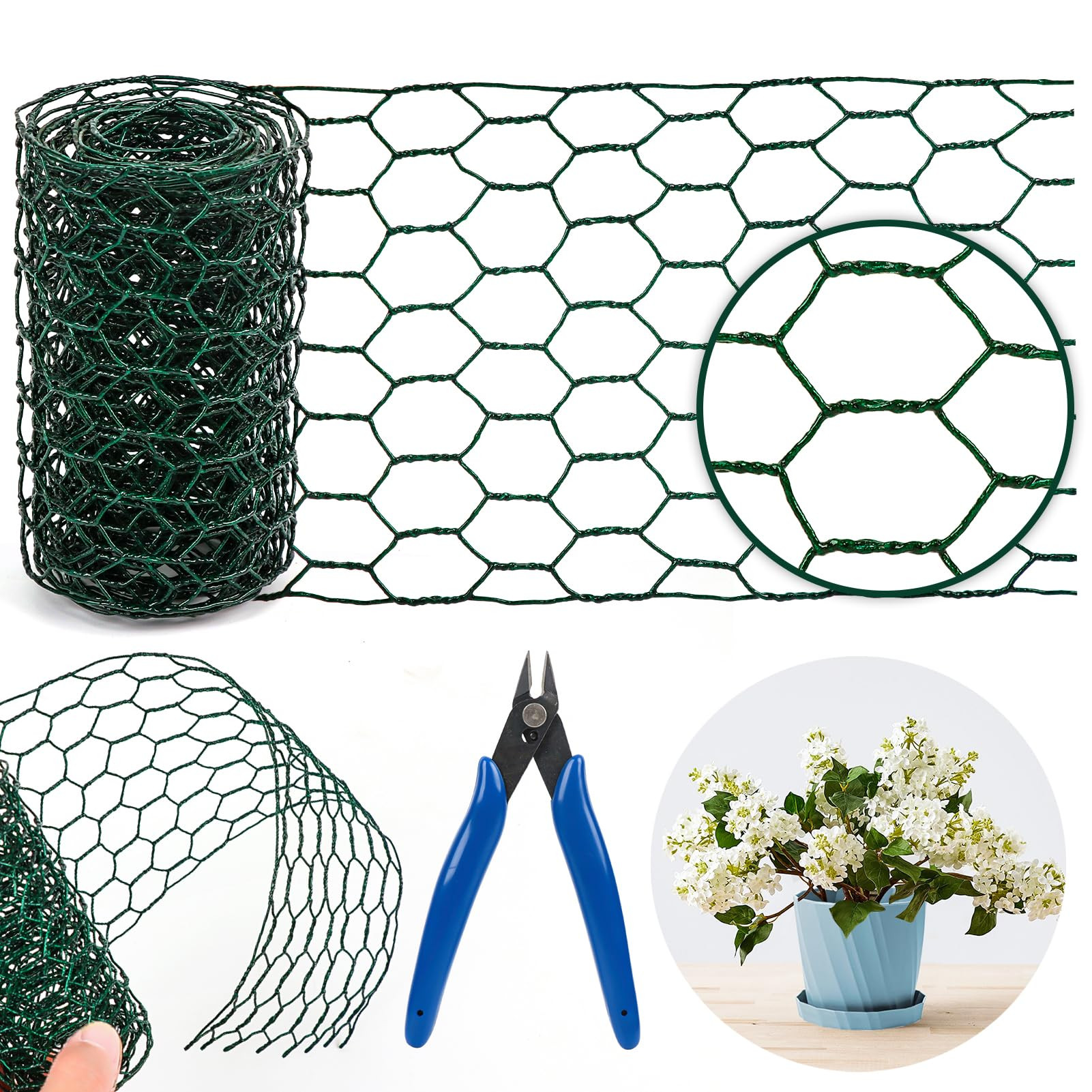 Floral Wire Netting, 3.9 x 78.7 Inch Mesh Netting with Plier, Protect Plant & Decorate Flower Arc... | Amazon (US)