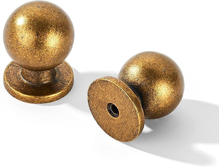 khtumeware 10 Pack 1 Inch (25mm) Diameter Round Solid Vintage Antique Brass Finish Kitchen Cabine... | Amazon (US)