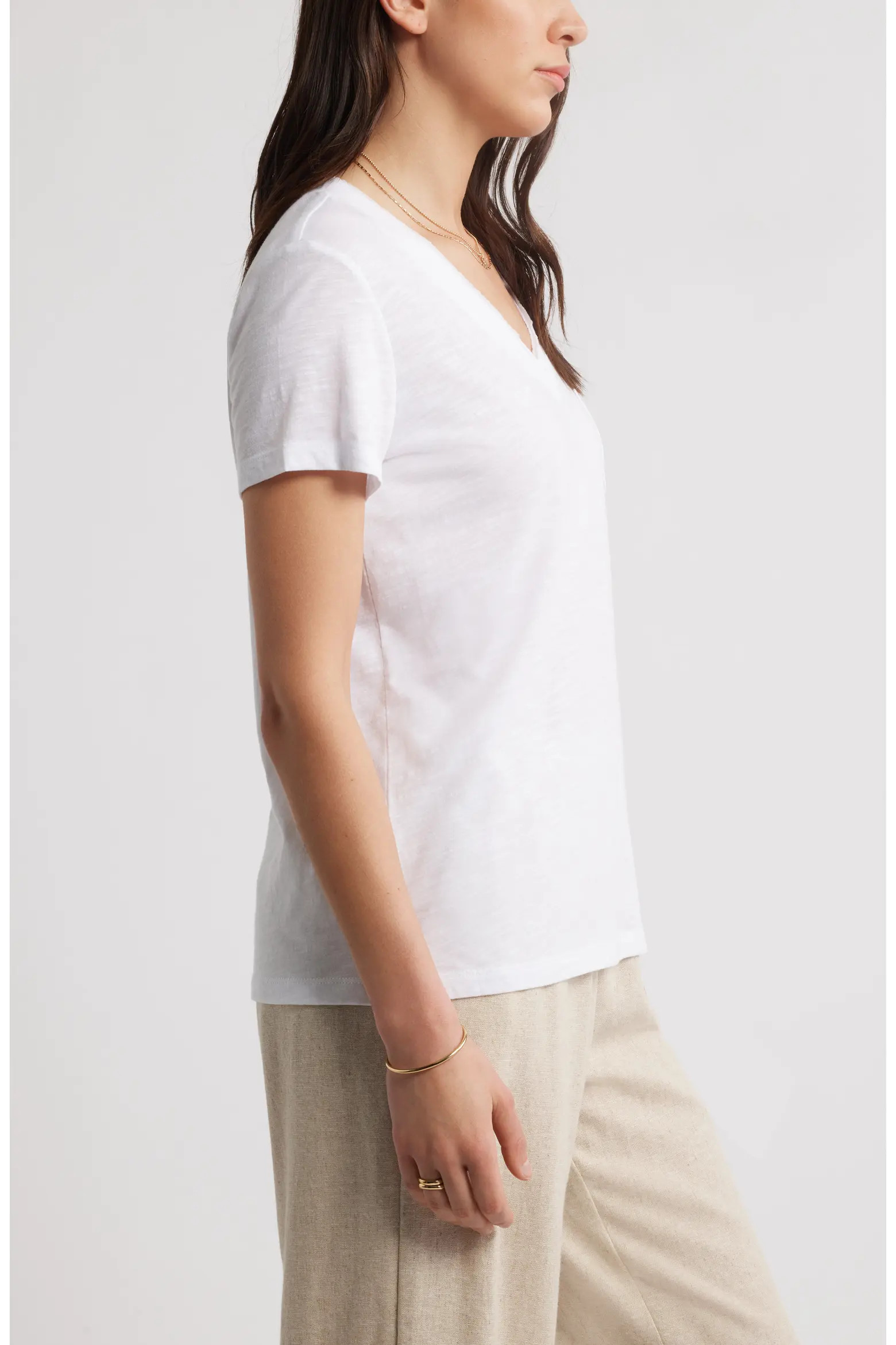 Caslon® Cotton & Modal V-Neck T-Shirt (Women) | Nordstrom | Nordstrom