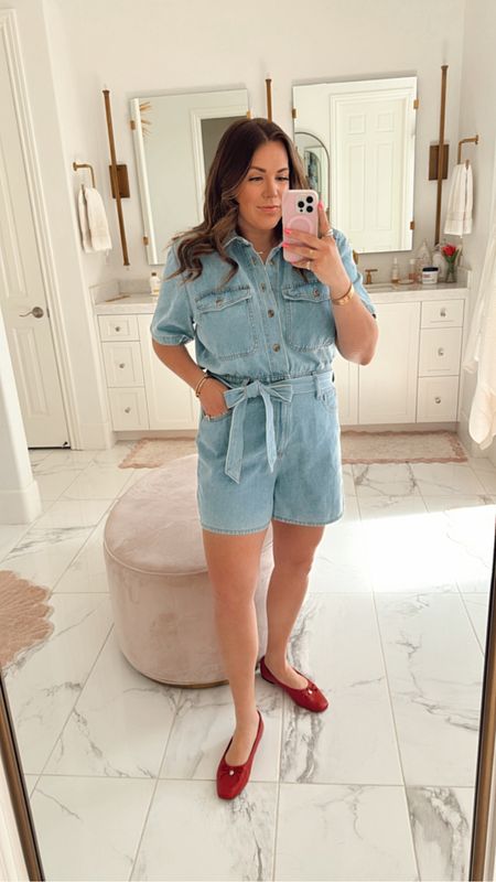 curvy denim romper! wearing size 14. waist doesn’t have any stretch FYI! 

#LTKmidsize #LTKfindsunder50 #LTKSeasonal