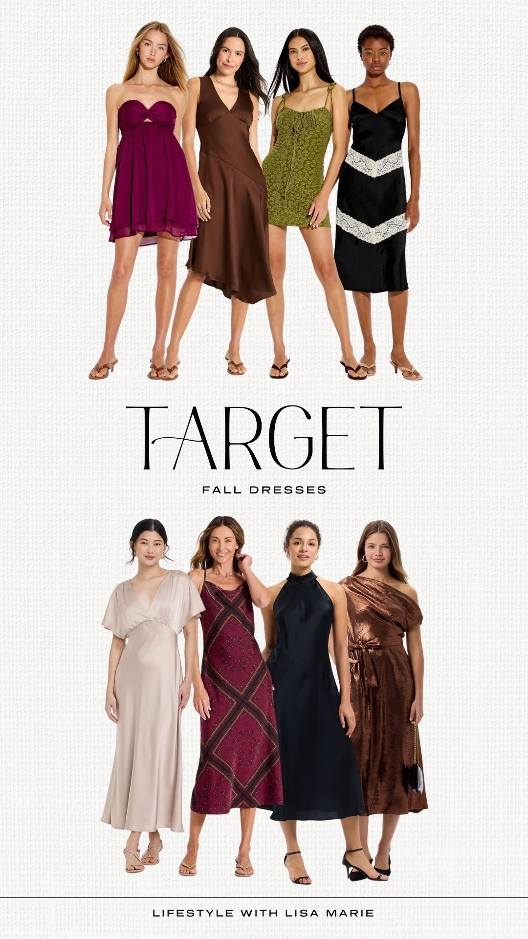Target new arrival dresses! Wedding guest dresses. Mini, midi and maxi dresses for fall. Satin and silk dresses. Off the shoulder dresses. Family photo and fall event dresses. Brown, burgundy and black dresses.

#LTKPetite #LTKSeasonal #LTKootd