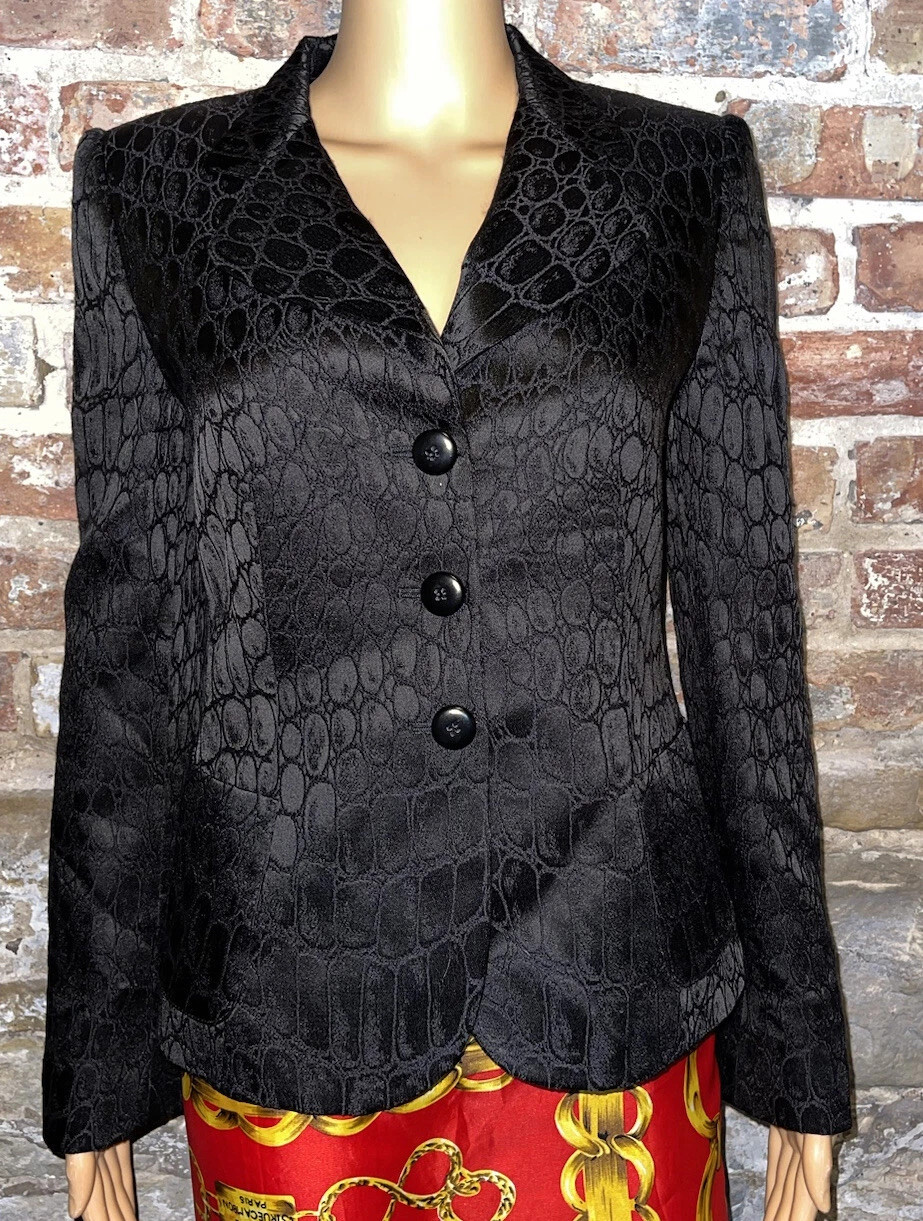 Womens Armani Collezioni Italy Black Reptile Snake Print Blazer Jacket Sz 4  | eBay | eBay US