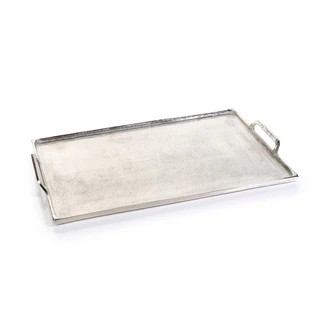 Aluminum Tray with Handles, Rectangular Shape, Silver | Bed Bath & Beyond