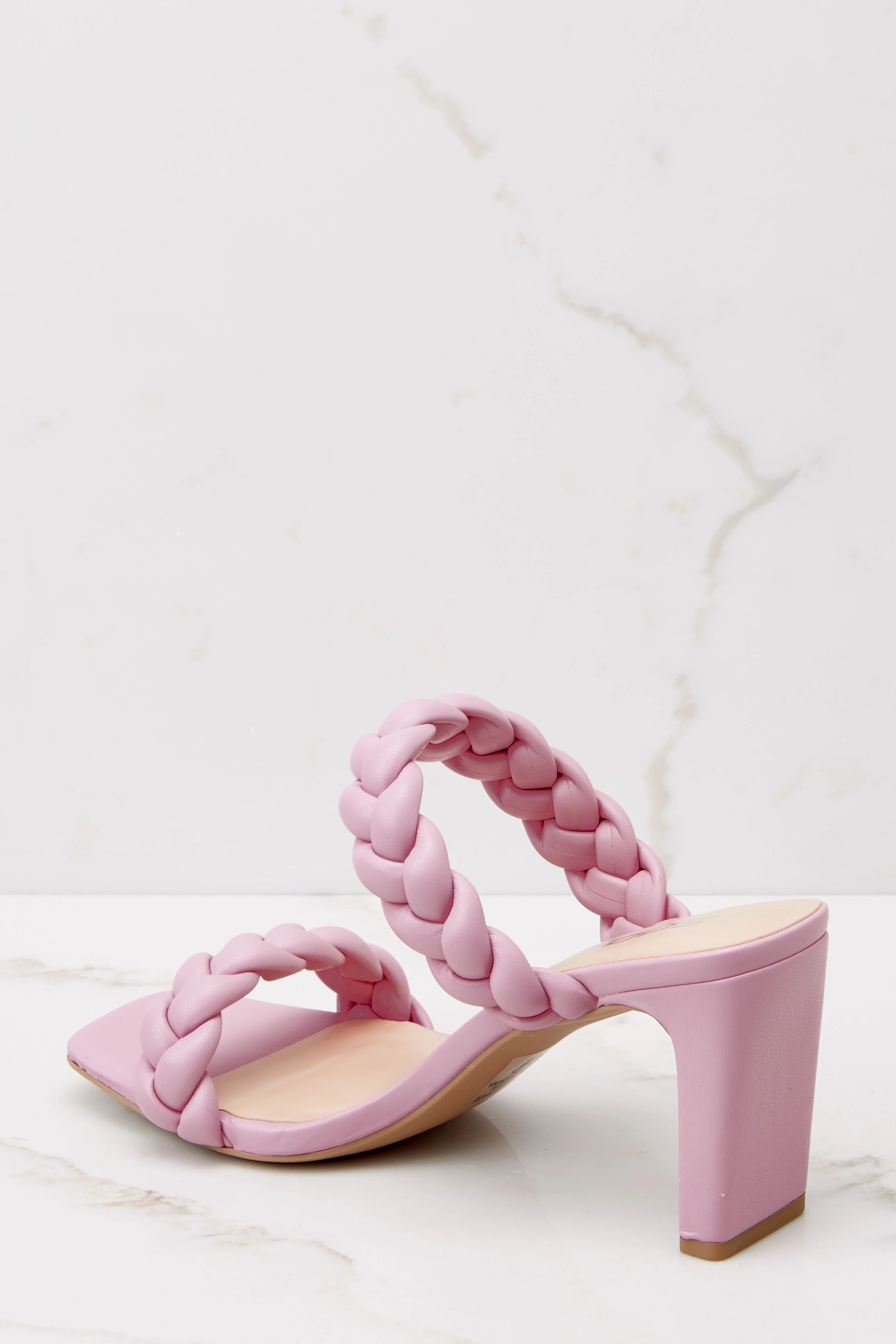 The Final Step Pink Braided Heels | Red Dress 