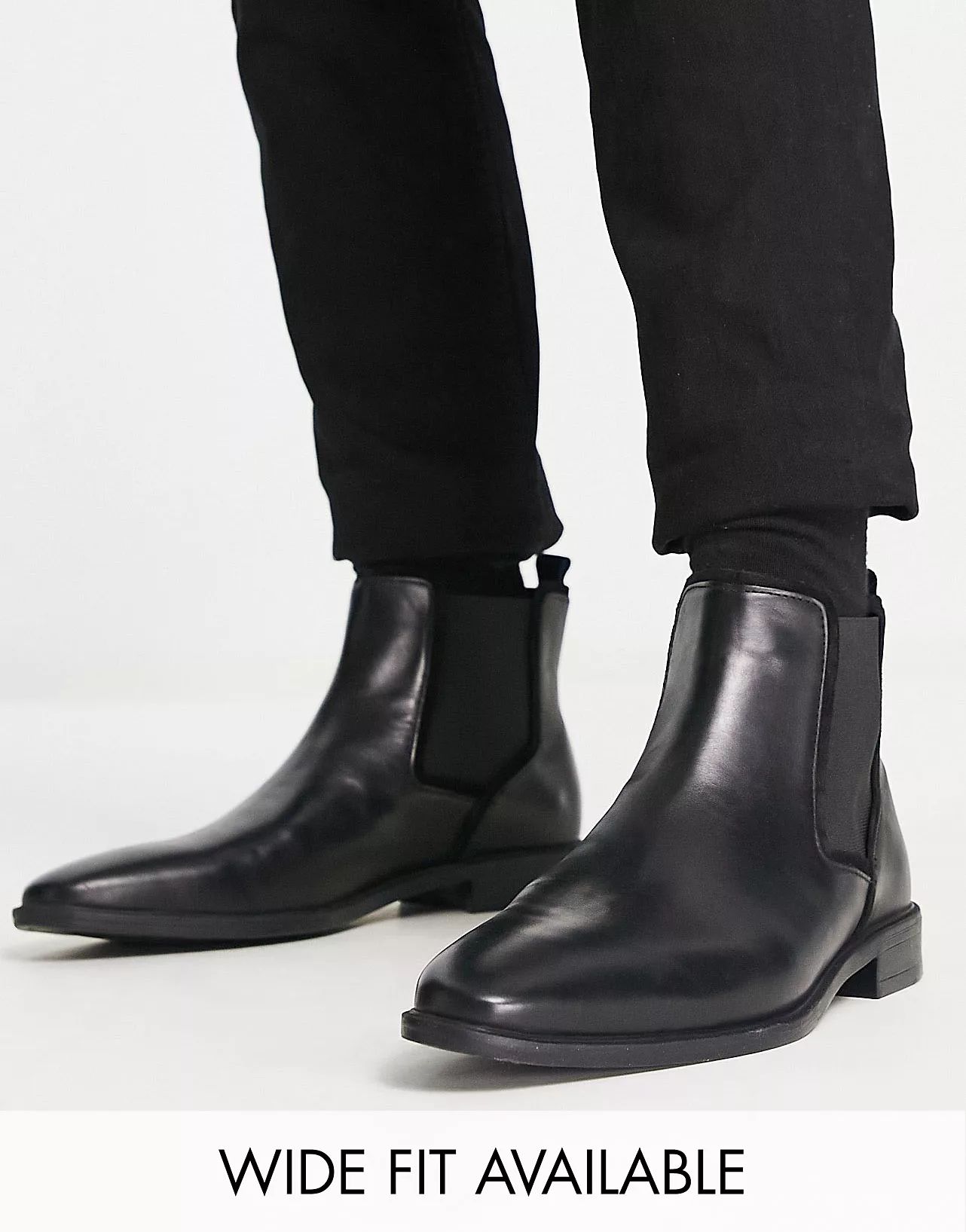 ASOS DESIGN chelsea boots in black leather | ASOS (Global)