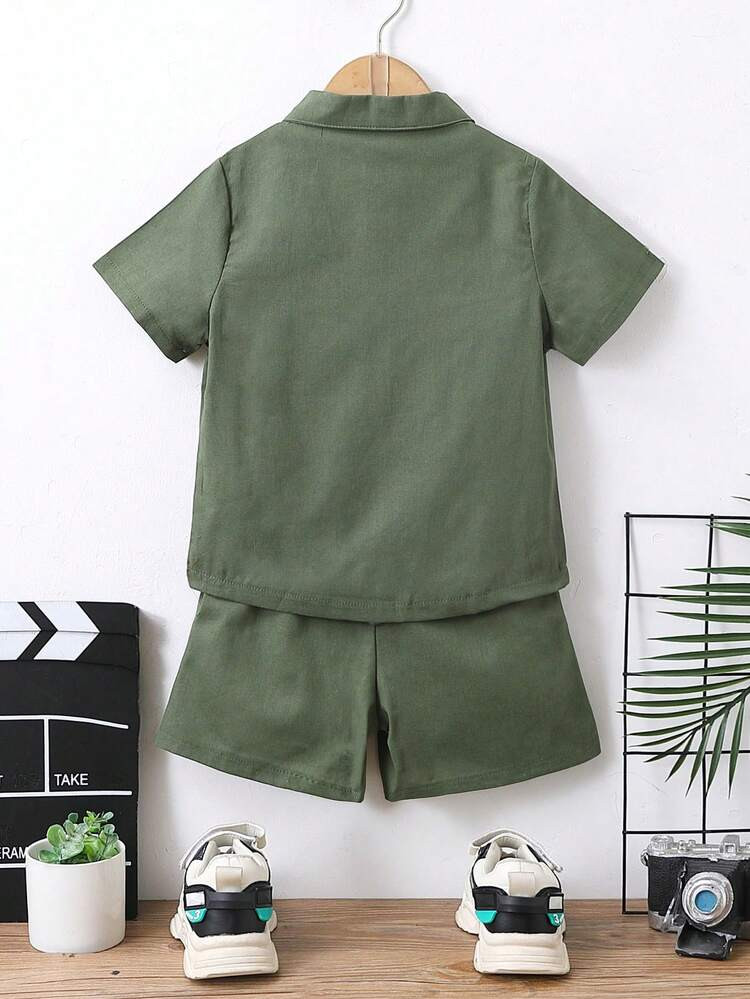 Young Boy Letter Print Shirt And Shorts Set | SHEIN