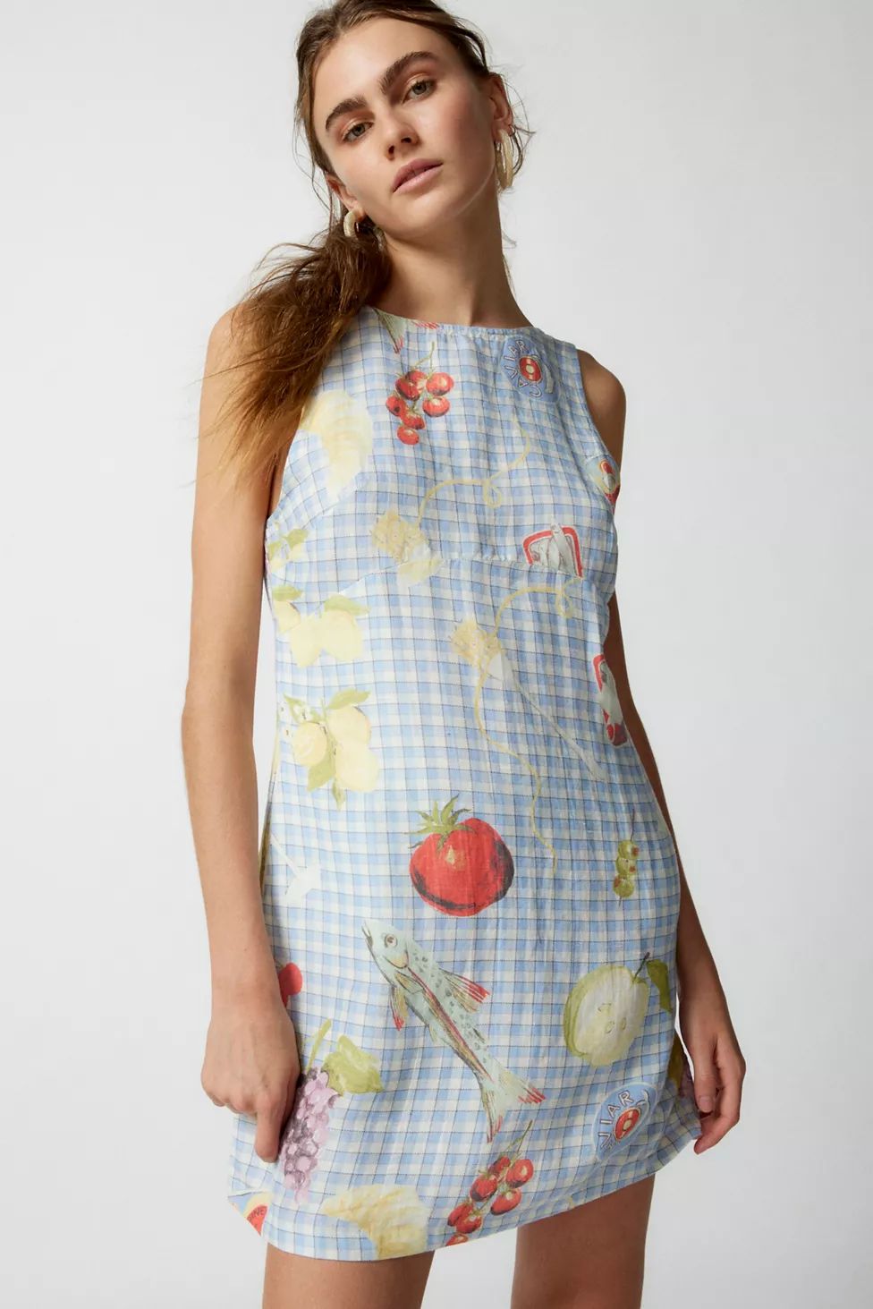 UO Charlotte Linen Printed Shift Dress | Urban Outfitters (US and RoW)