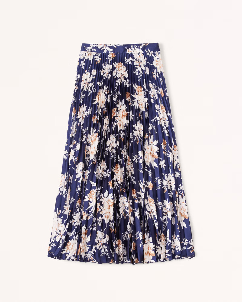 Satin Pleated Midi Skirt | Floral Skirt Skirts | Skirt Outfit | Skirt And Sweater  | Abercrombie & Fitch (US)
