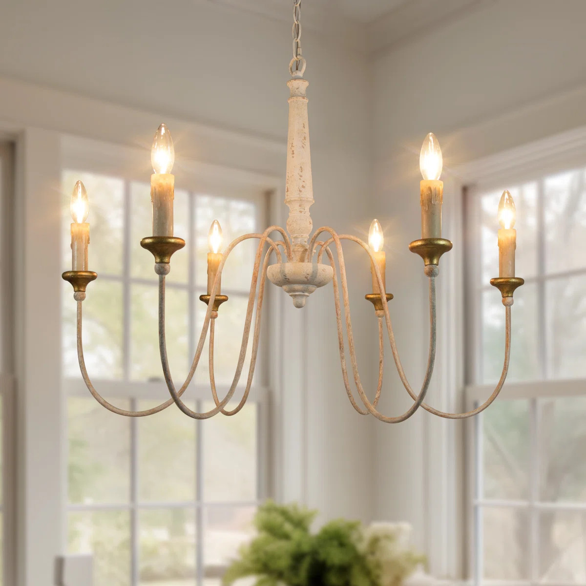 Gravitt 6 - Light Candle Style French Country Chandelier for Living Room & Dining Room | Wayfair North America