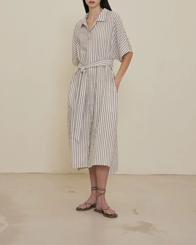 Mandy Stripe Button Down Dress Mist / Large | ish Boutique