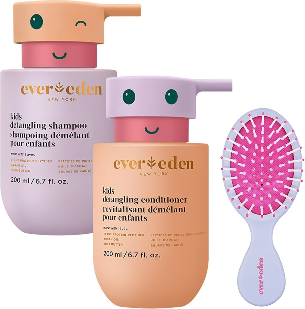 Evereden Happy Hair Duo for Kids: Vegan Shampoo and Conditioner Set with Detangler Brush - Streng... | Amazon (US)