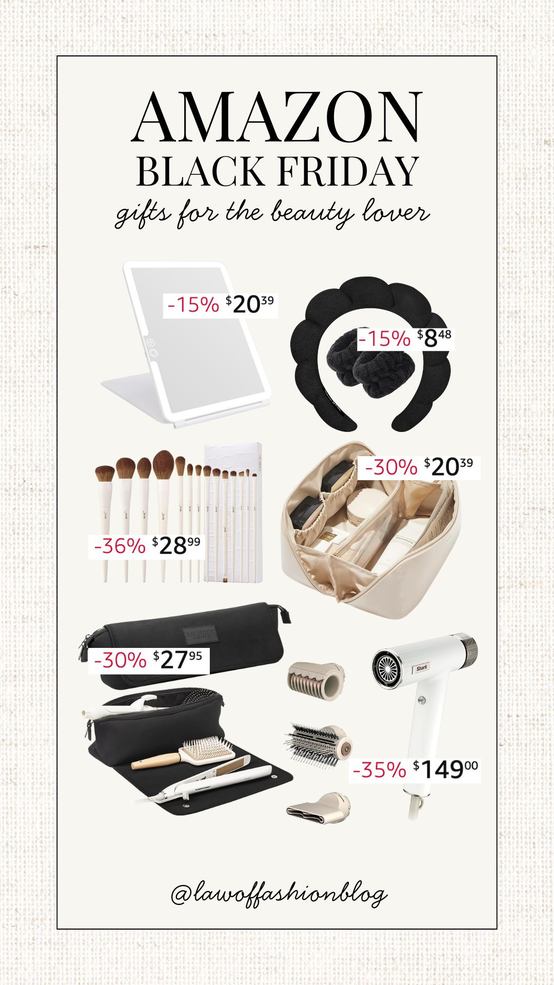 Amazon Black Friday deals on great gifts for the beauty lover! Makeup lighted mirror, spa headband, makeup bag, makeup brushes, hair tool travel bag, hair dryer, trending items, gifts for her, Christmas gifting, holiday gift ideas.  

 #LTKCyberWeek #LTKGiftGuide #LTKBeauty