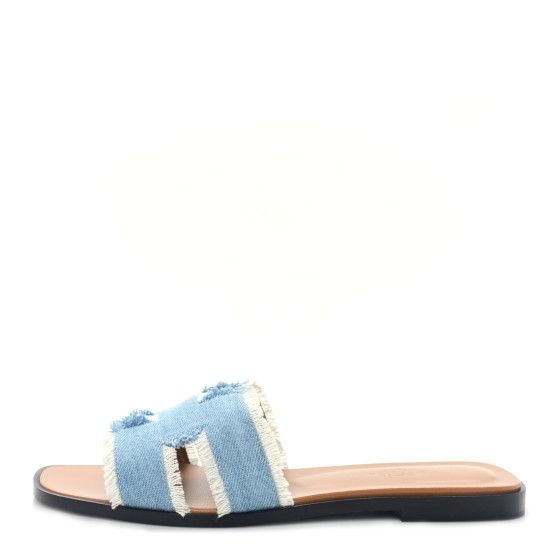 Denim Oran Fringe Sandals 38 Bleu Clair | FASHIONPHILE (US)